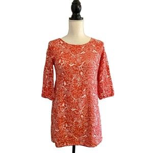 Old Navy Womens’ Dress Orange White Rabbits Trees Birds Print Lined Size XS